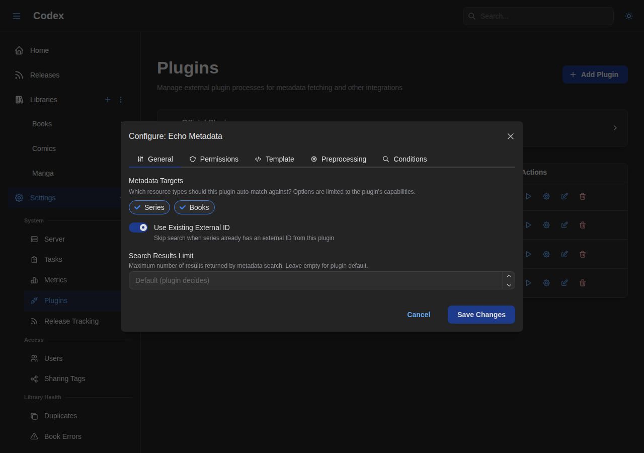 Config Modal - General